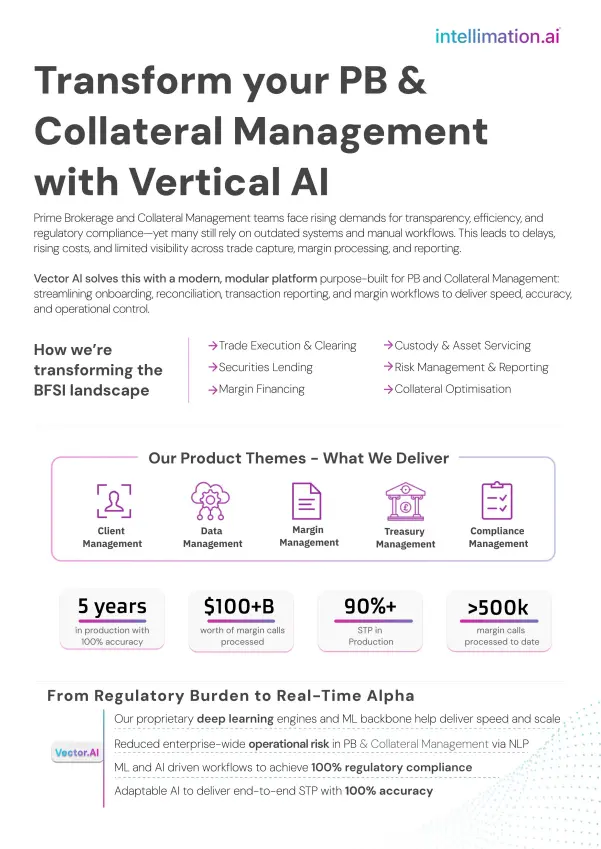 intellimation.ai PB and Collateral Management brochure, live on intellimation.ai