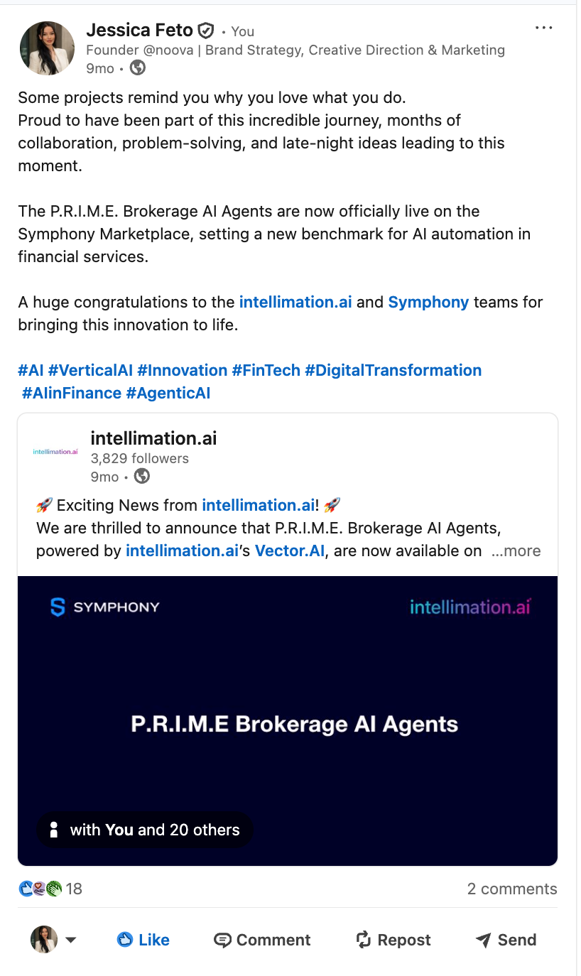 Launch announcement post marking the AI agent product going live on the partner marketplace